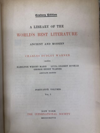 LIBRARY OF THE WORLD'S BEST LITERATURE ANCIENT AND MODERN,45 Volumes, Complete Set