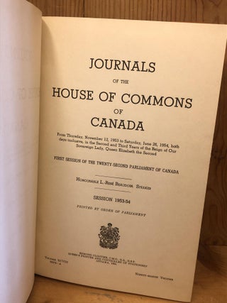 JOURNALS OF THE HOUSE OF COMMONS OF CANADA, First Session of the Twenty-Second Parliament of Canada , Ninety-Eighth Volume