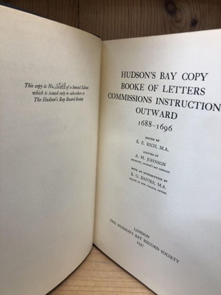 HUDSON'S BAY COPY BOOKE OF LETTERS COMMISSIONS INSTRUCTION OUTWARD 1688-1696