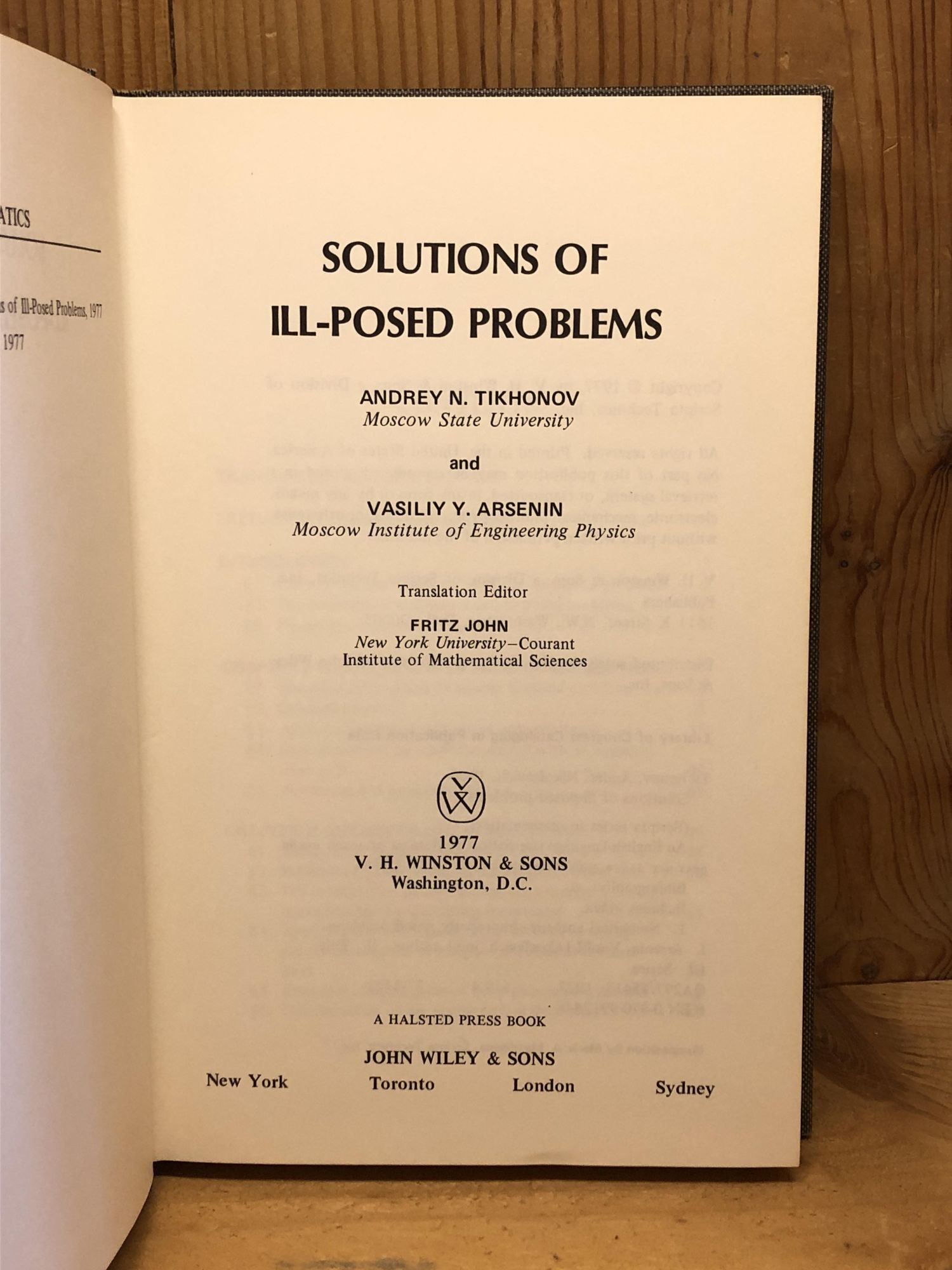 Solutions of Ill Posed Problems | Andre-I Nikolaevich Tikhonov