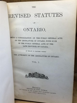 REVISED STATUTES OF ONTARIO. Volume I and II