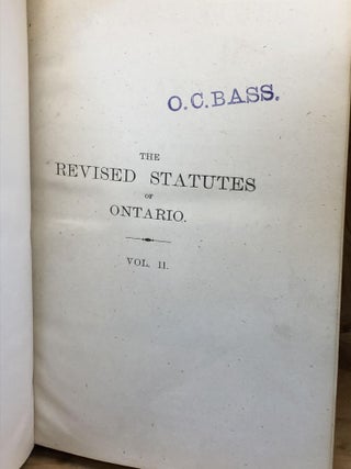 REVISED STATUTES OF ONTARIO. Volume I and II