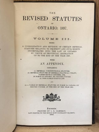 REVISED STATUES OF ONTARIO, 1897, Volume III