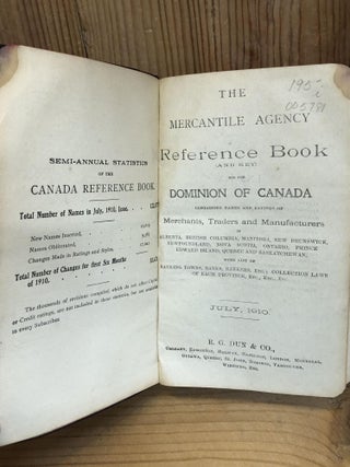 MERCANTILE AGENCY REFERENCE BOOK (AND KEY) FOR THE DOMINION OF CANADA