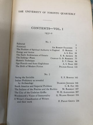 UNIVERSITY OF TORONTO QUARTERLY, Volume I, 1931-1932