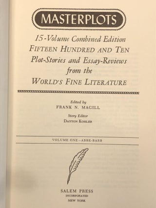 MASTERPLOTS 16-Volume Combined Edition Fifteen Hundred and Ten Plot-Stories and Essay-Reviews from the World's Fine Literature - 15 Volumes + the Annual for 1964