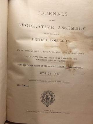 JOURNALS OF THE LEGISLATIVE ASSEMBLY OF THE PROVINCE OF BRITISH COLUMBIA - From 18th January to 12th April