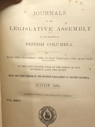 JOURNALS OF THE LEGISLATIVE ASSEMBLY OF THE PROVINCE OF BRITISH COLUMBIA - From 12th November, 1894 to 21st February, 1895