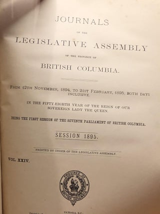 JOURNALS OF THE LEGISLATIVE ASSEMBLY OF THE PROVINCE OF BRITISH COLUMBIA - From 12th November, 1894 to 21st February, 1895