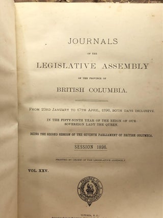 JOURNALS OF THE LEGISLATIVE ASSEMBLY OF THE PROVINCE OF BRITISH COLUMBIA - From 23rd January to 17th April, 1896