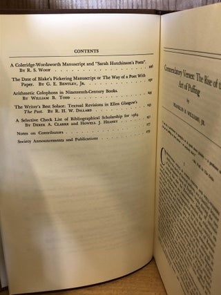 Studies in Bibliography, Papers of the Bibliographcial Society of The University of Virginia, Vol XIX, 1966