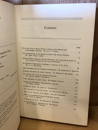 Studies in Bibliography, Papers of the Bibliographical Society of the University of Virginia, Vol XVI, 1963