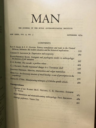 Man, The Journal of the Royal Anthropological Institute, Vol 9, No 3, September 1974