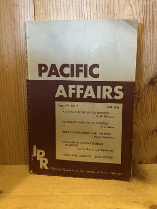 Item #505537 Pacific Affairs, Vol XV No 2, June 1942. Carter, Edward C