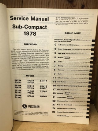 1978 Arrow Colt Chassis-Body Service Manual
