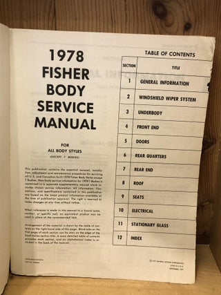 1978 Fisher Body Service Manual