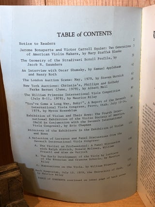 Journal of the Violin Society of America, Vol V, No 1, Winter 1978/79