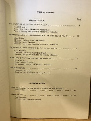 Resource Management in the Eastern Slopes, Symposium Proceedings, Red Deer, Alberta, March 19, 1983