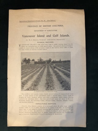 Item #507195 Province of British Columbia, Department of Agriculture, Vancouver Island and Gulf...