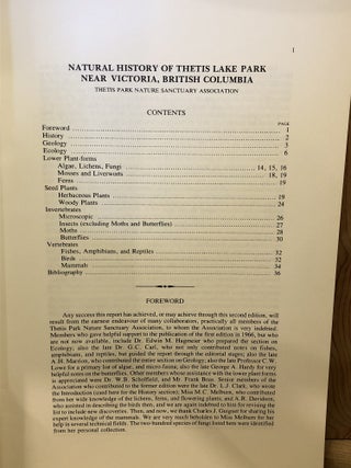 Natural History of Thetis Lake Park near Victoria, British Columbia
