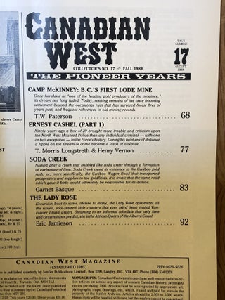Canadian West Magazine, 3 Issues: Summer 1986, Spring 1988, Fall 1989,