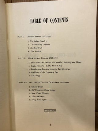 Church in the Kootenays, The story of the United Church of Canada in Kootenay Presbytery