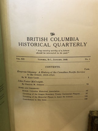 The British Columbia Historical Quarterly, January 1948