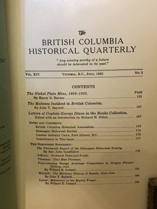 The British Columbia Historical Quarterly, July 1950
