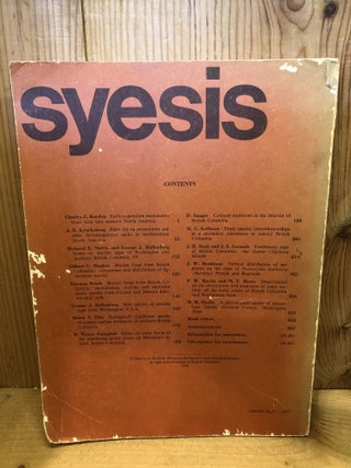 Syesis, Volume 2, Parts 1 and 2, December 1969