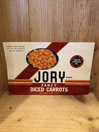 Vintage Vegetable Box Label: Jory Brand Fancy Diced Carrots